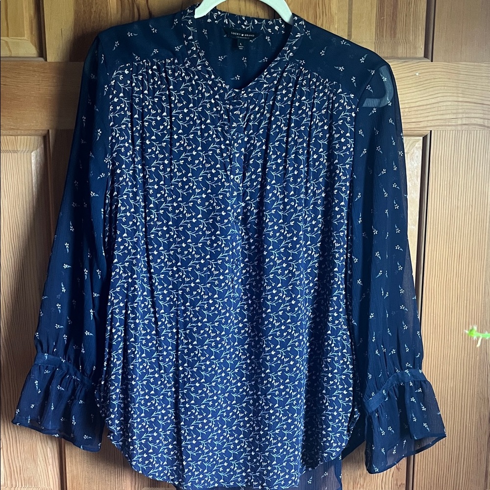 Lucky Brand Dark Blue Floral Blouse